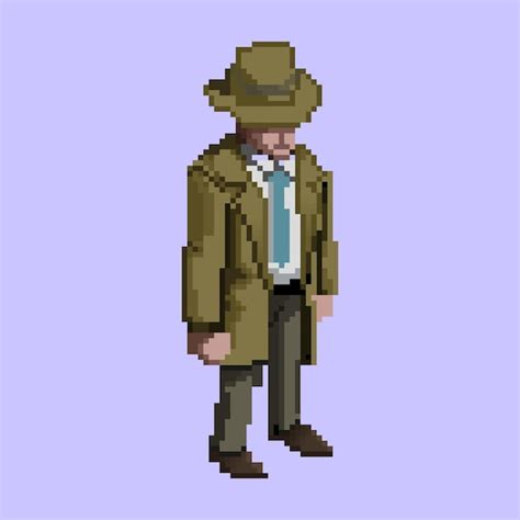 Premium Vector Pixel Art Detective Isometric Character