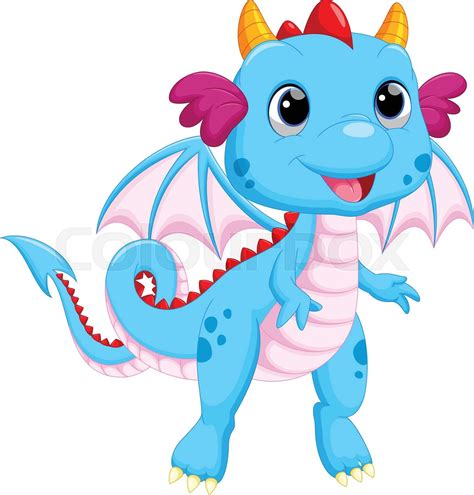 Cute Baby Dragon Cartoon Stock Vector Colourbox