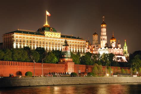 Moscow Kremlin Russia Night Grand Kremlin Palace Kremlin Rusia