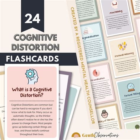Cognitive Distortion Flashcards Cbt Therapy Tool Coping Etsy