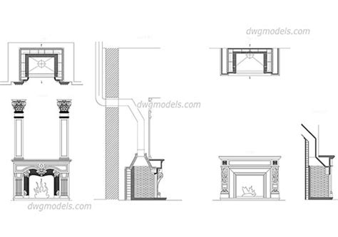 Fireplaces Front Dwg Free Cad Blocks Download