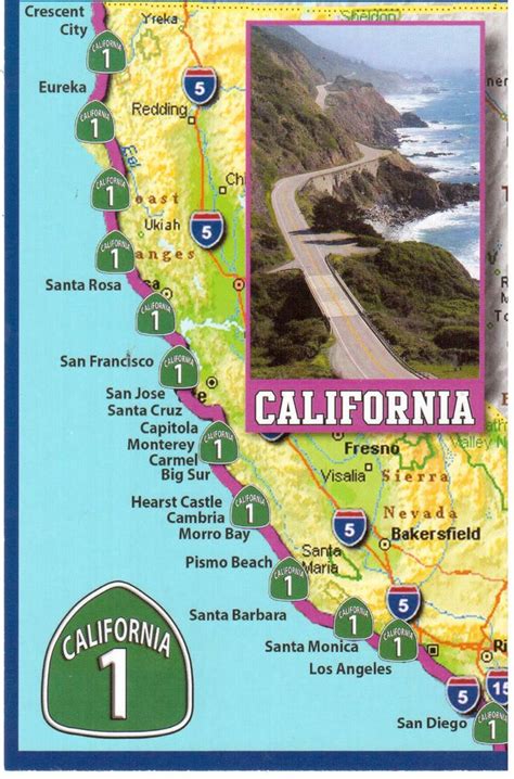 Postcrossing Us 5848856 California Map California Coast Santa Cruz