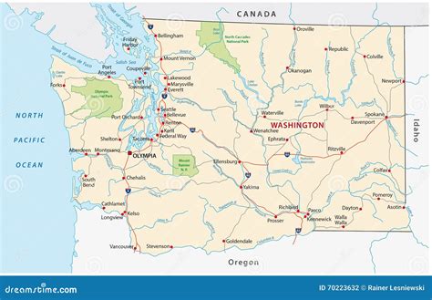 Large Detailed Administrative Map Of Washington State With Roads