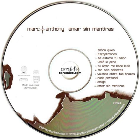 Carátula Cd De Amar Sin Mentiras 11 Tracks De Marc Anthony Caratulascom