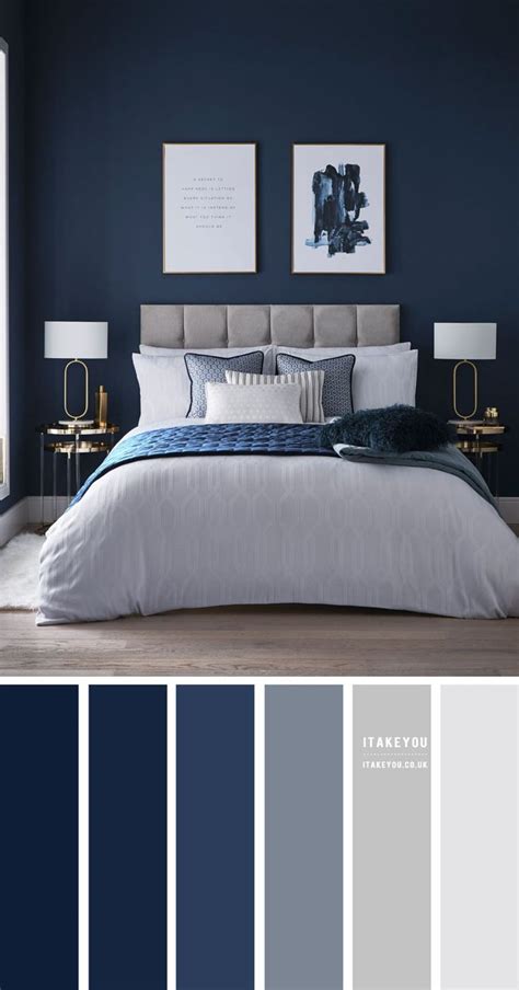 Navy Blue And Grey Bedroom Colour Scheme In 2021 Grey Colour Scheme