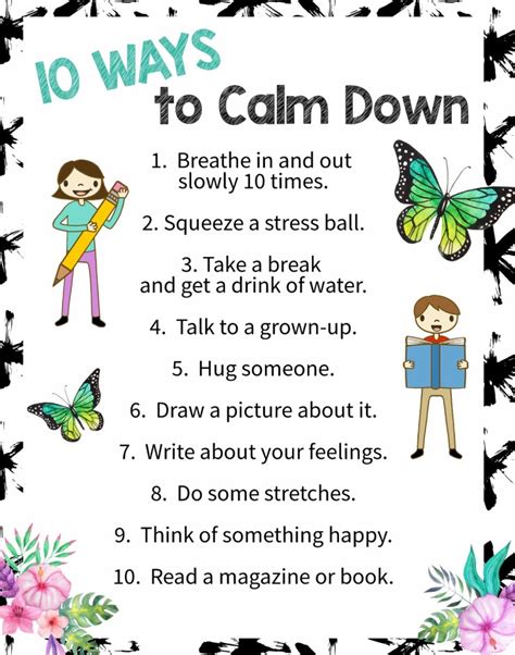 10 Ways To Calm Down A Free Printable Poster Art Is