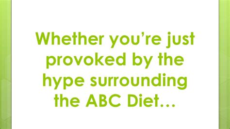 Usually it is issued immediately after sending your. My ABC Diet - YouTube