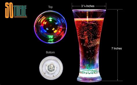 Liquid Activated Multicolor Led Pilsner Glasses ~ Fun Light Up Beer Glasses 13 Oz