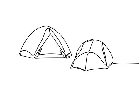 Camping Tents One Line Drawing Vector Illustration Minimalism 1957132