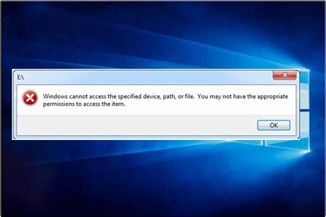 windows cannot access the specified device path or file you may not have appropriate permissions