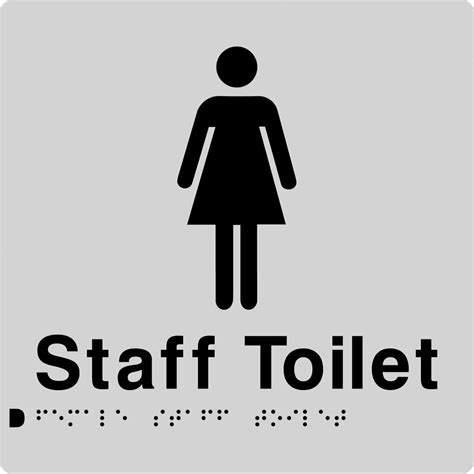 Bathroom Signs Female Staff Toilet Sign W Braille Fsfft Silver