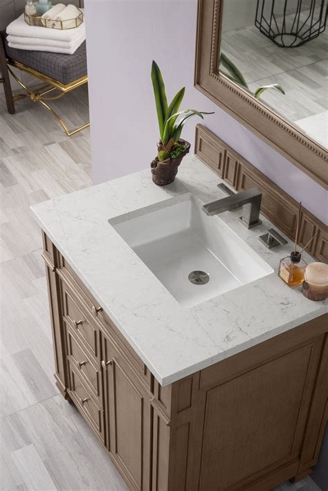 The bristol 60 whitewashed walnut single vanity features a full plinth base, also known as a toe kick or pedestal base, this wraparound base allows for quick clean ups. 30" Bristol Single Bathroom Vanity, White Washed Walnut