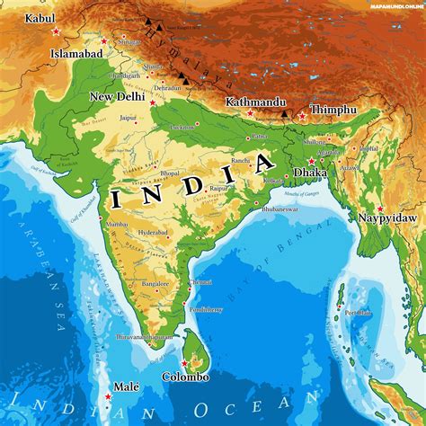 ⊛ Mapa De La India 🥇 Político And Físico Grande Para Imprimir · 2024