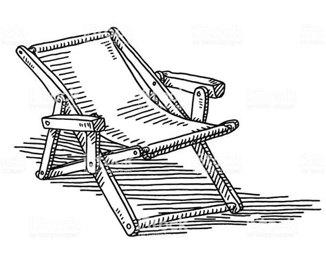 Download deck chair stock vectors. Hand-drawn vector drawing of a Deck Chair. Black-and-White ...