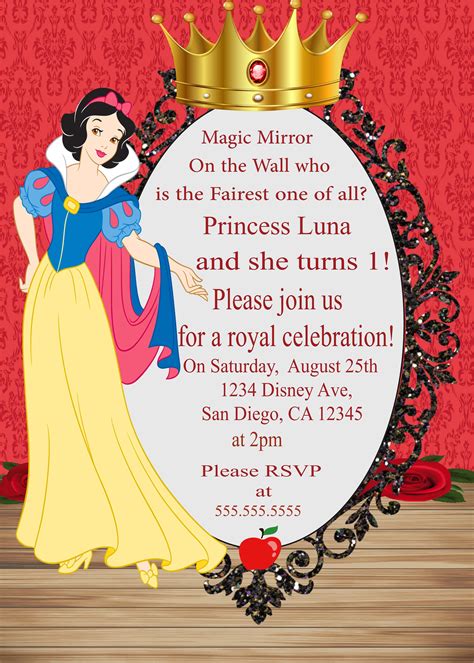 Snow White Invitation Etsy