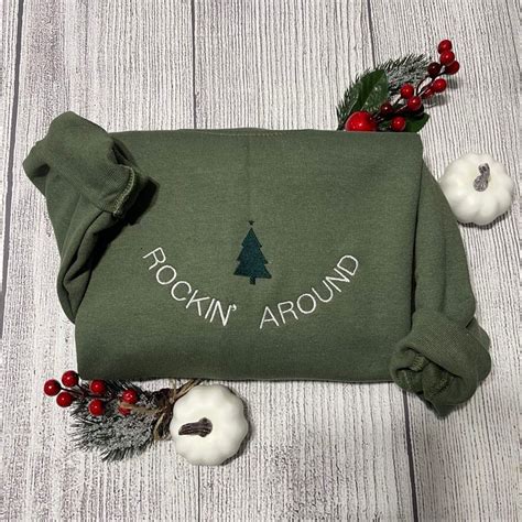 rockin around christmas tree embroidered sweatshirt sweater terrabell designs