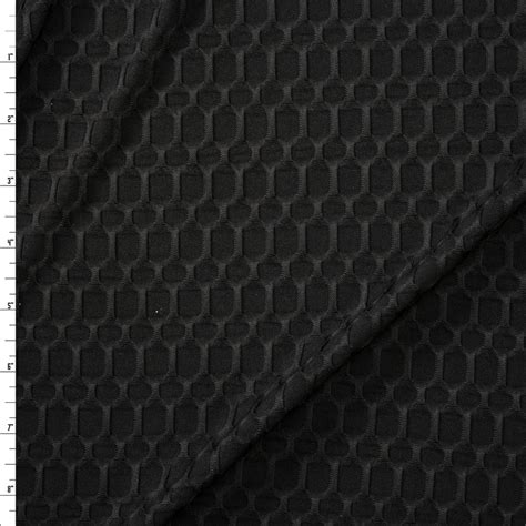 Cali Fabrics Black Honeycomb Textured Midweight Athletic Spandex Fabric