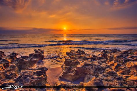 Carlin Park Jupiter Florida Sunrise Ocean Beach Rocks Royal Stock Photo