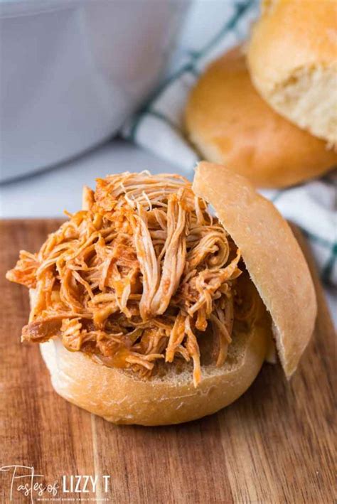 Shredded Barbecue Chicken Sandwiches Easy Slow Cooker Recipe