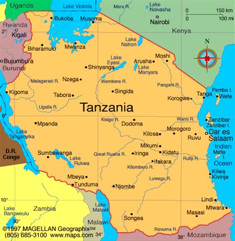 Tanzania Map And Tanzania Satellite Images
