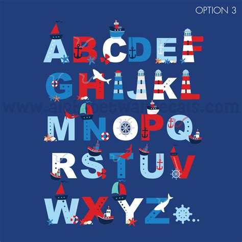 Nautical Alphabet Wall Decal Nautical Nursery Wall Decal Just For