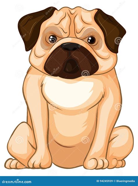 Little Pug Dog Sitting On White Background Stock Vector Illustration