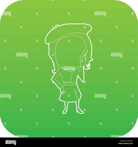 french girl icon green vector stock vector image and art alamy