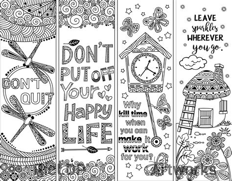 8 Coloring Bookmarks With Quotes Coloring Bookmarks Quote Coloring