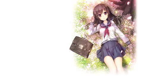 Akabeisoft3 Akizora Momiji Cherry Blossoms Grass Inochi No Spare Petals