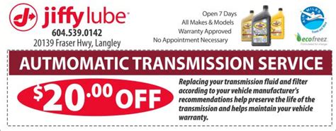 Transmission Service 2000 Off At Jiffy Lube Langley Auto Repair