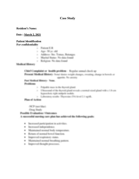 Solution Case Study Medical Surgical Nursing Studypool