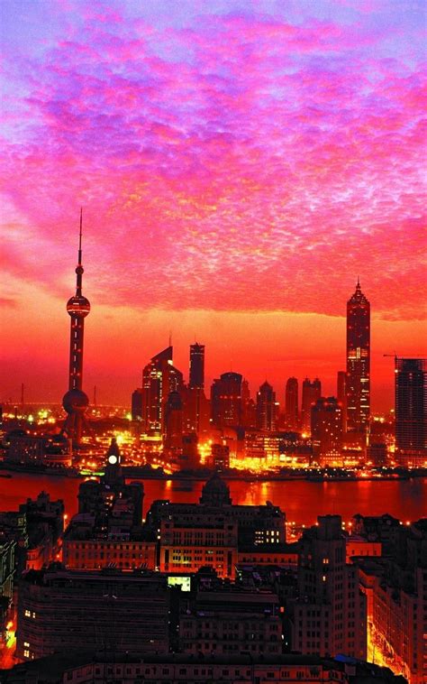 Sunset In Shanghai China Sunset Cityscape Desktop Pictures