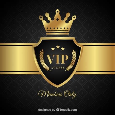 Elegant Vip Shield Background With Crown Free Vector Vip Logo Photo