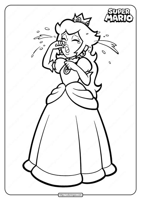 All princess peach coloring sheets and pictures are absolutely free and can be linked directly, downloaded, printed, or shared via ecard. Printable Super Princess Peach Crying Coloring Page