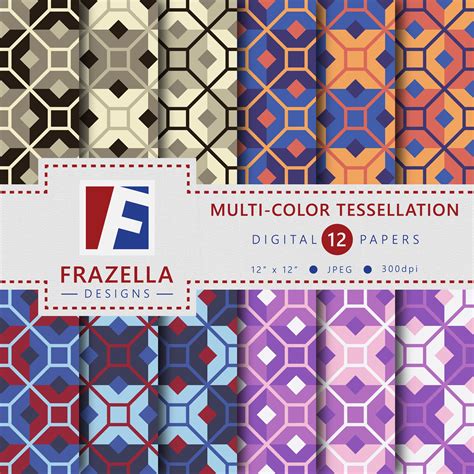 Multi Color Tessellation Pattern Digital Paper Collection Graphic By