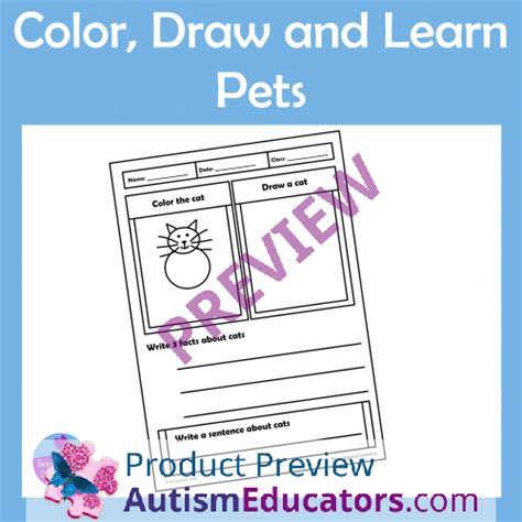 Color Draw And Learn Pets Doodle Activity Pages