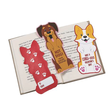 Valentines Day Dog Bookmarks Stationery 50 Pieces
