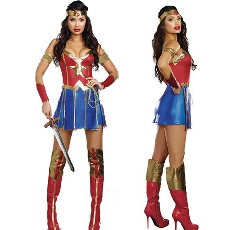 VASHEJIANG Sexy Wonder Woman Costume Adult Amazing Supergirl Uniform