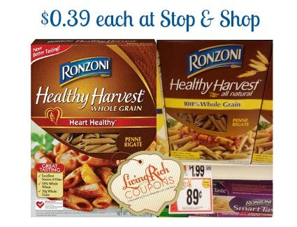 Ronzoni Healthy Harvest Pasta Just $0.39 at Stop & Shop ...