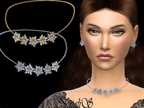 The Sims Resource Winter Flower Necklace By Natalis • Sims 4 Downloads