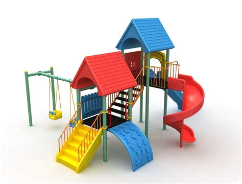 The roof area of the slide set is pretty enclosed apart from the ramp and the slide openings. 3D metal playground slide model - TurboSquid 1555930