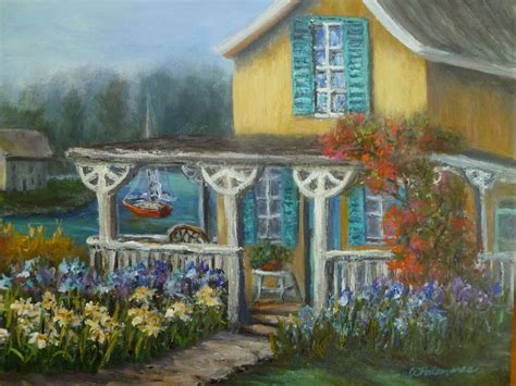 Cottage Garden by the Sea Painting | Amber Palomares Fine Art
