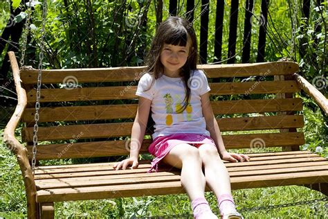 Pretty Child On Bench Stock Image Image Of Attractive 1584997