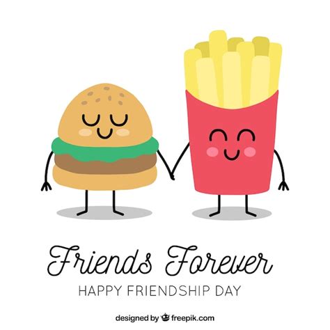 Free Friendship Day Background With Cartoon Food Nohatcc