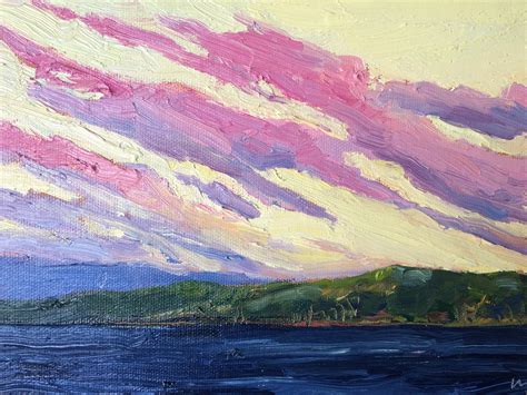 Pink Sunset Framed 8 X 10 X 75 Original Oil Painting Landscape