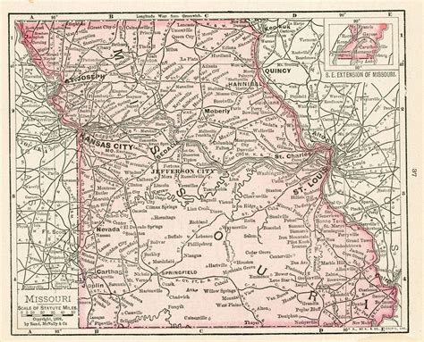 1899 Vintage Atlas Map Page Missouri Map One Side And