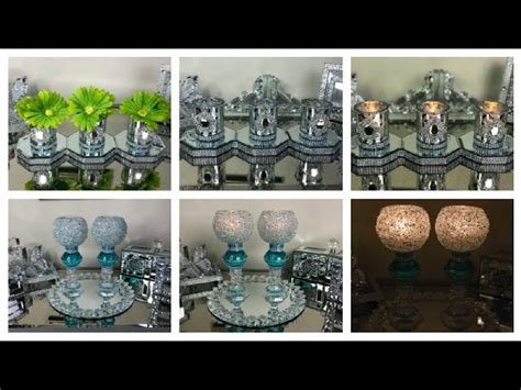 Dollar Tree Diy Glam Centerpiece And Crushed Glass Candle Holders