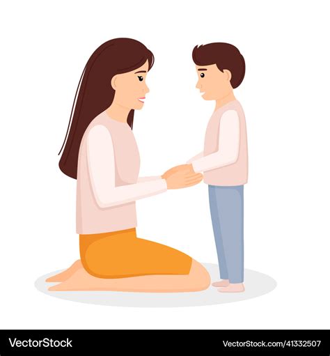 mother and son talking loving mom listening vector image