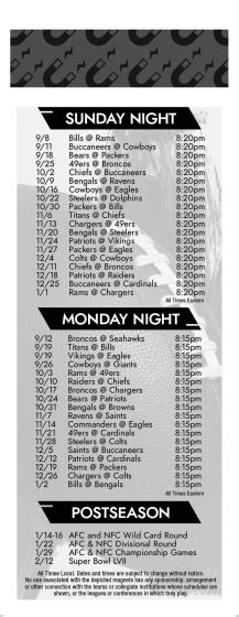 Custom Monday Night Football Schedule Magnets Free Samples Truly