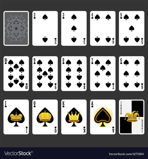 Spade Suit Playing Cards Full Set Royalty Free Vector Image